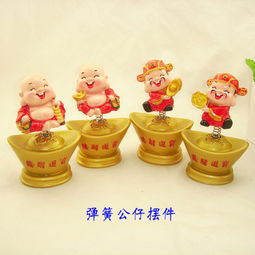 萌趣納福 Q版財神彈簧車載公仔，義烏藍喵電商的樹脂工藝精品